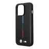 Чехол BMW PU Quilted Hot stamp tricolor Hard для iPhone 14 Pro, черный