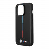 Чехол BMW PU Quilted Hot stamp tricolor Hard для iPhone 14 Pro, черный