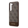 Чехол Guess PU 4G Bottom stripe Metal logo Hard для Galaxy S23, коричневый