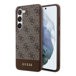 Чехол Guess PU 4G Bottom stripe Metal logo Hard для Galaxy S23, коричневый