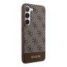 Чехол Guess PU 4G Bottom stripe Metal logo Hard для Galaxy S23, коричневый