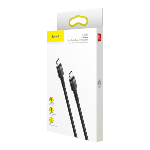 Кабель Baseus Cafule Type-C PD2.0 60W flash charging data line (2 метра), черный/серый