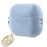 Guess для Airpods Pro 2 чехол Liquid silicone 3D Logo with 4G Diamond charm Blue
