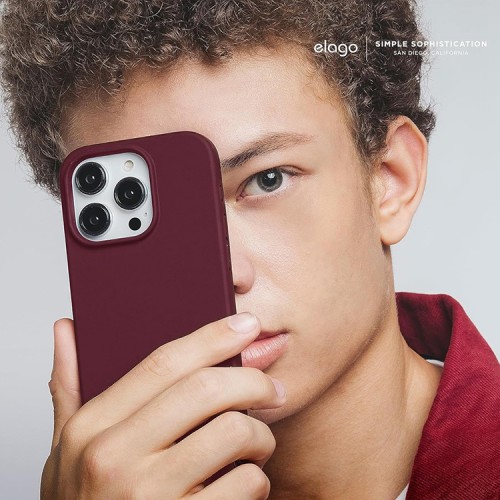 Elago для iPhone 15 Pro чехол Soft silicone (Liquid) Burgundy