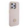 Guess для iPhone 15 Pro Max чехол Liquid silicone with 4G Diamond metal logo Hard Pink