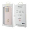 Guess для iPhone 15 Pro Max чехол Liquid silicone with 4G Diamond metal logo Hard Pink