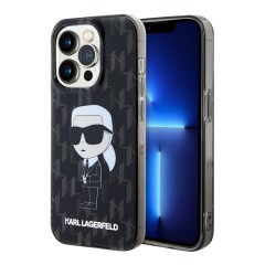 Lagerfeld для iPhone 15 Pro Max чехол PC/TPU Monogram NFT Karl Ikonik Hard Black