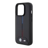 BMW для iPhone 15 Pro чехол M-Collection PU Quilted Tricolor Hard Black