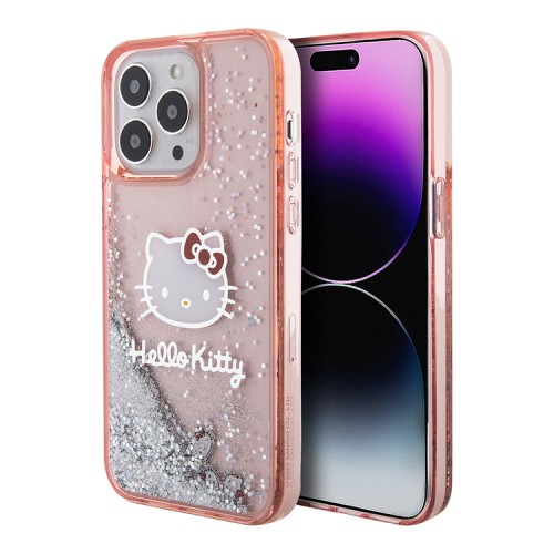 Hello Kitty для iPhone 14 Pro Max чехол Liquid Glitter Kitty Head Hard Pink