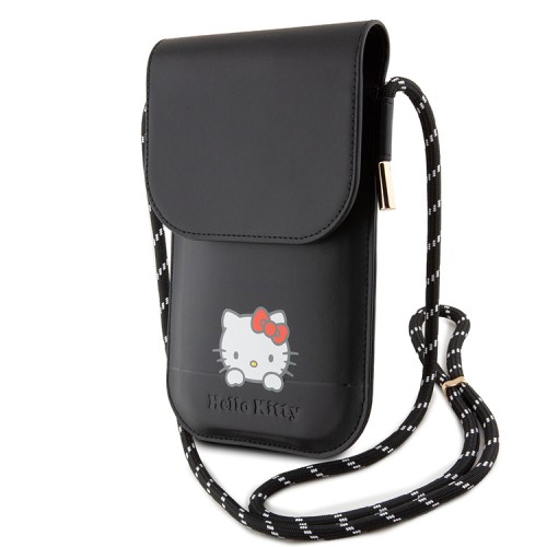 Hello Kitty для смартфонов сумка Wallet Phone Bag PU Smooth leather Dreaming Kitty with Cord Black