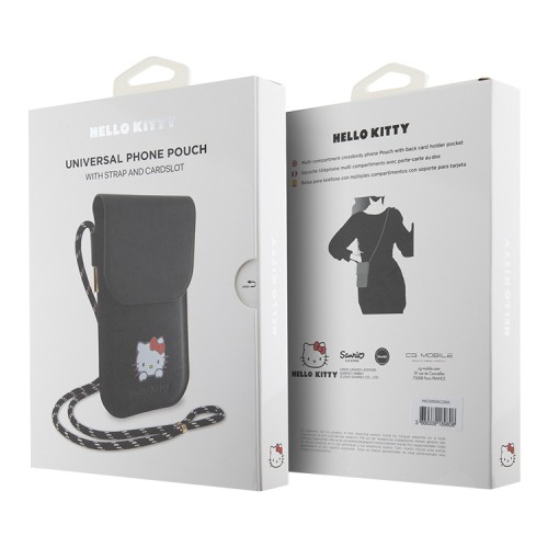 Hello Kitty для смартфонов сумка Wallet Phone Bag PU Smooth leather Dreaming Kitty with Cord Black
