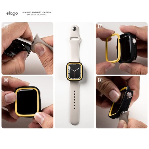 Elago для Apple Watch 44/45 mm чехол DUO case Clear/Rose gold