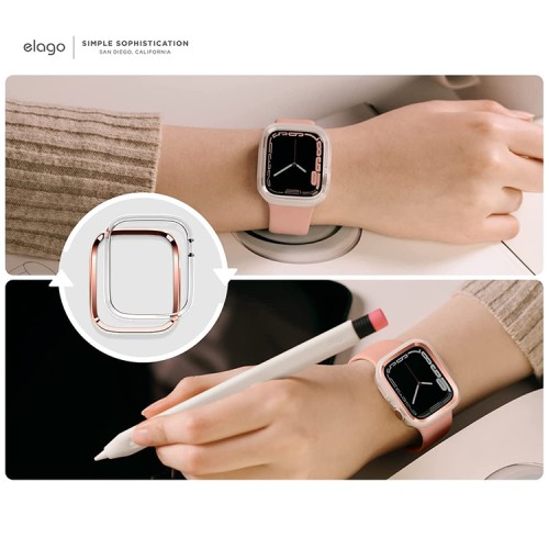 Elago для Apple Watch 44/45 mm чехол DUO case Clear/Rose gold