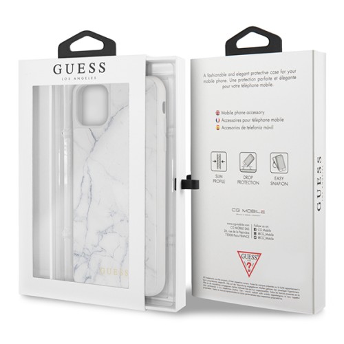 Чехол Guess Marble Collection Hard для iPhone 11 Pro Max, белый