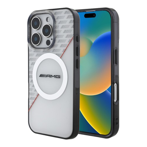 AMG для iPhone 16 Pro Max чехол PC/TPU Double layer Rhombs White/Red (MagSafe)