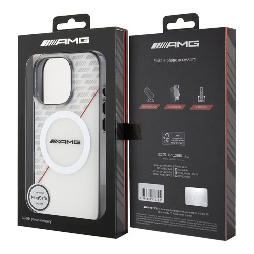 AMG для iPhone 16 Pro Max чехол PC/TPU Double layer Rhombs White/Red (MagSafe)
