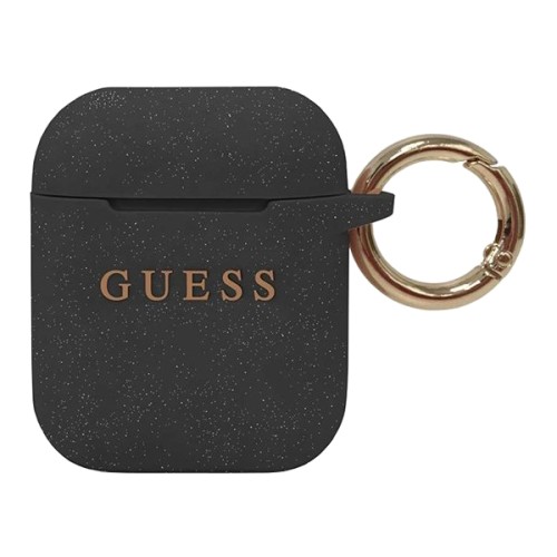 Чехол Guess Silicone с кольцом для Airpods 1 | 2, черный
