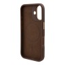 Guess для iPhone 16 чехол PU кожа 4G Plate metal logo Hard Brown (MagSafe)