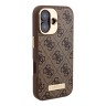 Guess для iPhone 16 чехол PU кожа 4G Plate metal logo Hard Brown (MagSafe)