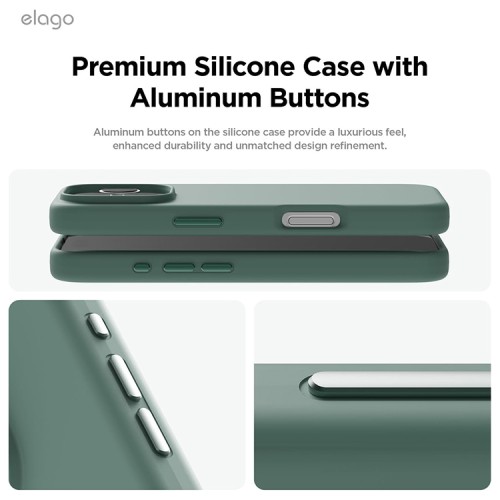Elago для iPhone 16 Pro чехол Soft silicone (Liquid) Midnight Green (MagSafe)