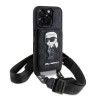 Karl Lagerfeld для iPhone 16 Pro чехол Crossbody cardslot PU Saffiano Monogram NFT Karl Ikon Hard Black