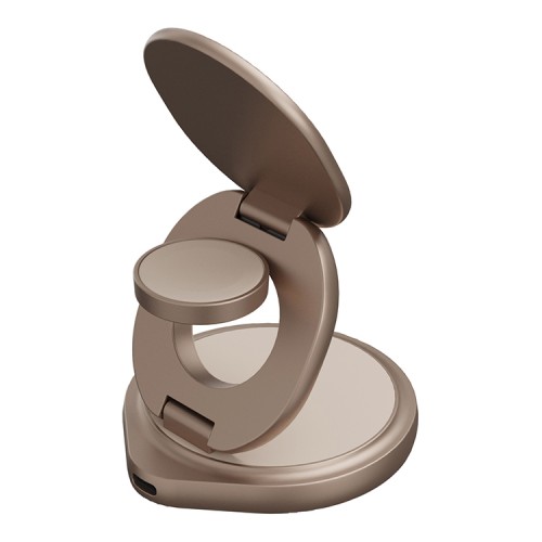 Energea Беспроводное СЗУ Bazic GoMag GYRE 3-in-1 magnetic foldable 360 rotating 15W Gold