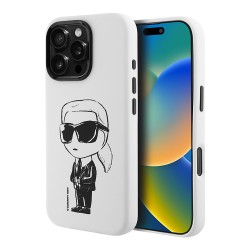 Karl Lagerfeld для iPhone 16 Pro Max чехол Liquid Silicone NFT Graffiti Karl Ikonik Hard White (MagSafe)