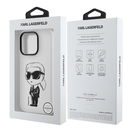 Karl Lagerfeld для iPhone 16 Pro Max чехол Liquid Silicone NFT Graffiti Karl Ikonik Hard White (MagSafe)