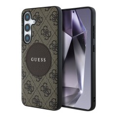 Guess для Galaxy S25+ чехол PU 4G with Round Patch Metal logo Hard Brown (MagSafe)