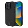 Mercedes для iPhone 16 Pro чехол Leather Textured and Smooth Metal logo Hard Black (MagSafe)