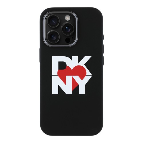 DKNY для iPhone 16 Pro Max чехол Liquid silicone Heart logo Metal Camera Hard Black (MagSafe)