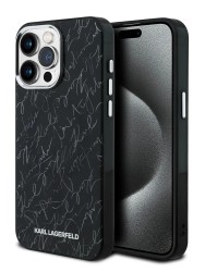 Karl Lagerfeld для iPhone 15 Pro Max чехол PC/TPU Script pattern Black (MagSafe)