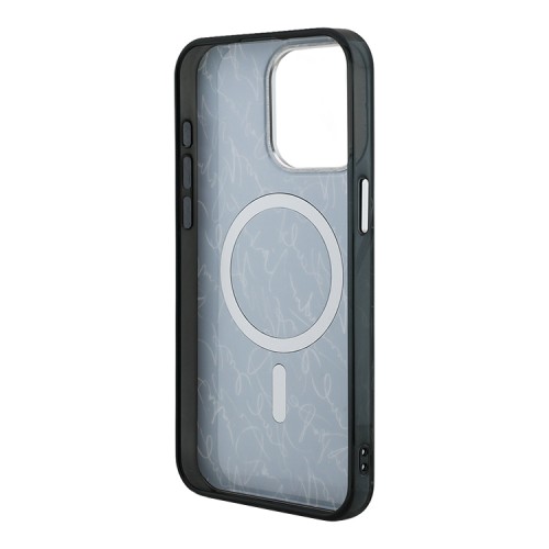 Karl Lagerfeld для iPhone 15 Pro Max чехол PC/TPU Script pattern Black (MagSafe)