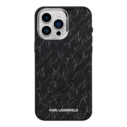 Karl Lagerfeld для iPhone 15 Pro Max чехол PC/TPU Script pattern Black (MagSafe)