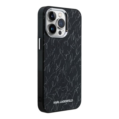 Karl Lagerfeld для iPhone 15 Pro Max чехол PC/TPU Script pattern Black (MagSafe)