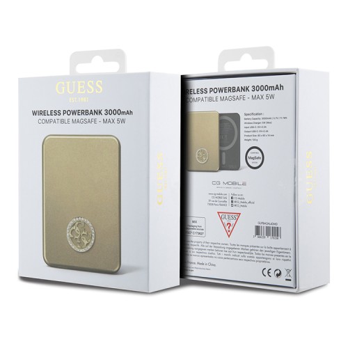Guess внешний аккумулятор MagSafe для телефона, 4G Diamond logo 3000 mAh 5W Gold