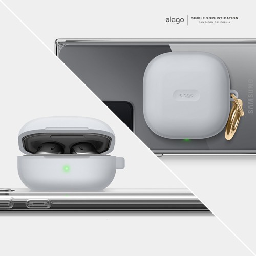Силиконовый чехол Elago Silicone Hang case для Galaxy Buds 2/Live/Pro, прозрачный матовый