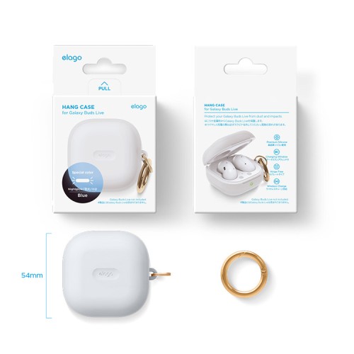 Силиконовый чехол Elago Silicone Hang case для Galaxy Buds 2/Live/Pro, прозрачный матовый