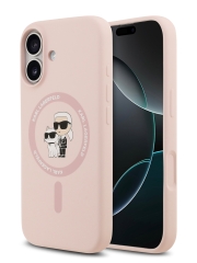 Karl Lagerfeld для iPhone 17 чехол Liquid Silicone NFT Karl &amp; Choupette Hard Pink (MagSafe)