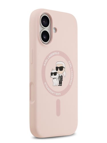 Karl Lagerfeld для iPhone 17 чехол Liquid Silicone NFT Karl & Choupette Hard Pink (MagSafe)