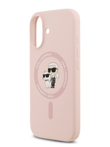 Karl Lagerfeld для iPhone 17 чехол Liquid Silicone NFT Karl & Choupette Hard Pink (MagSafe)