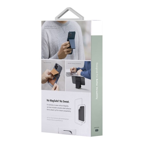 Бумажник Uniq LYFT Magnetic с функцией подставки, зеленый
