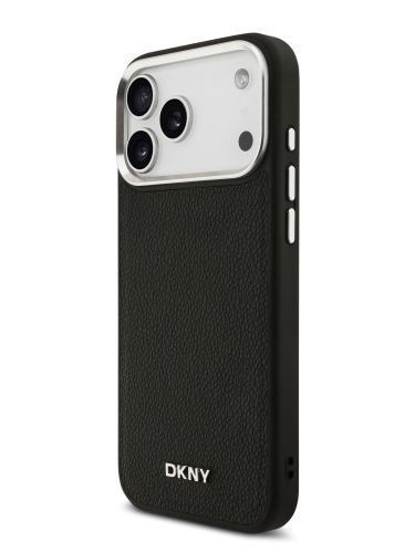 DKNY для iPhone 17 Pro чехол PU Horizon Metal logo Hard + Metal Wrist Chain Black (MagSafe)