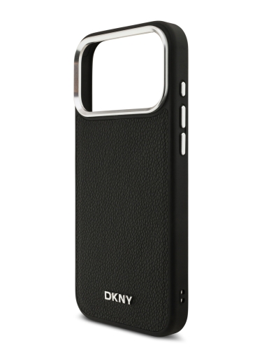 DKNY для iPhone 17 Pro чехол PU Horizon Metal logo Hard + Metal Wrist Chain Black (MagSafe)