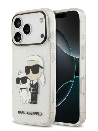 Karl Lagerfeld для iPhone 17 Pro Max чехол IML NFT Karl & Choupette Hard Glitter Transparent