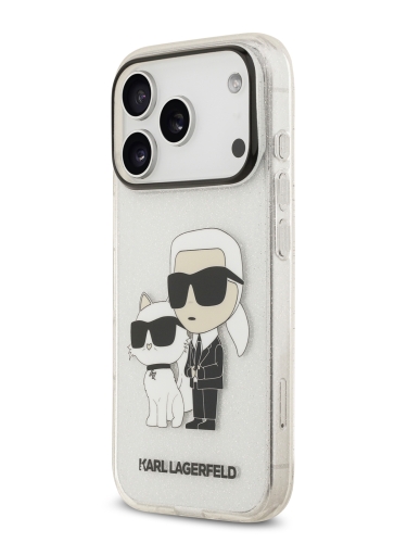 Karl Lagerfeld для iPhone 17 Pro Max чехол IML NFT Karl & Choupette Hard Glitter Transparent