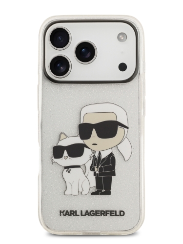 Karl Lagerfeld для iPhone 17 Pro Max чехол IML NFT Karl & Choupette Hard Glitter Transparent