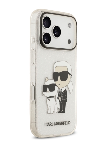 Karl Lagerfeld для iPhone 17 Pro Max чехол IML NFT Karl & Choupette Hard Glitter Transparent