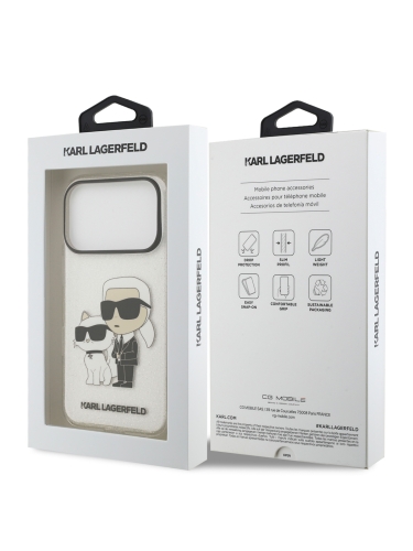 Karl Lagerfeld для iPhone 17 Pro Max чехол IML NFT Karl & Choupette Hard Glitter Transparent