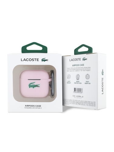 Lacoste для AirPods 4 чехол Liquid silicone Croc Logo Light Pink